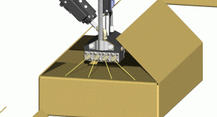 Straight line glue application